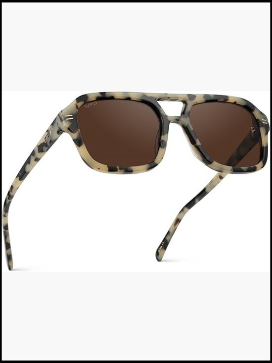 Retro-Inspired Square Double Bridge Aviator Sunglasses, Oversized Polarized UV main image 6